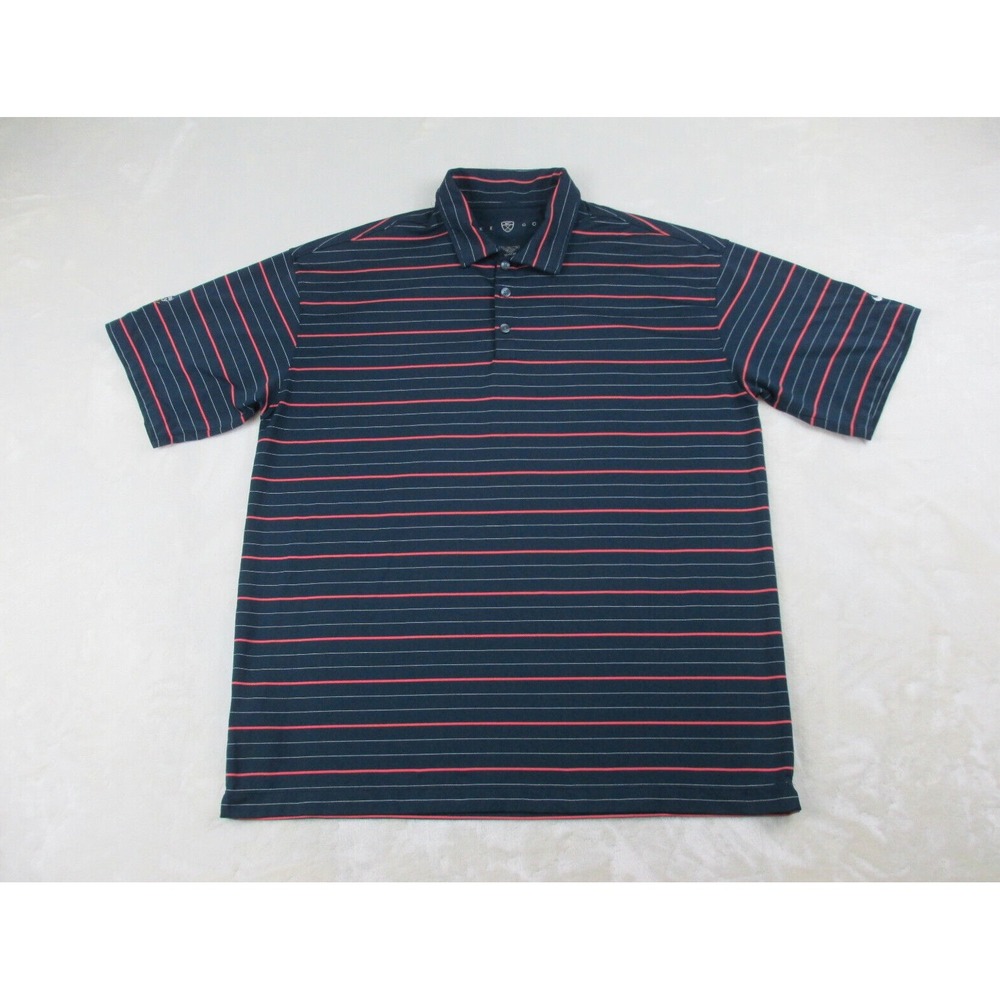 Nike Polo Shirt Mens Extra Large Blue Striped‎ Performance DriFit Golf Casual